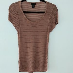 Ann Taylor Copper Cap Sleeve Top with Open Weave
